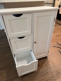 White Wood Storage Cabinet with drawer