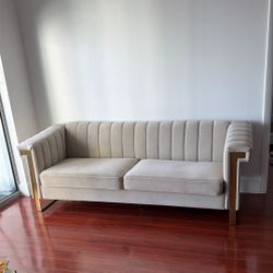 Beautiful Like New Plush Velvet Sofa For Sale 