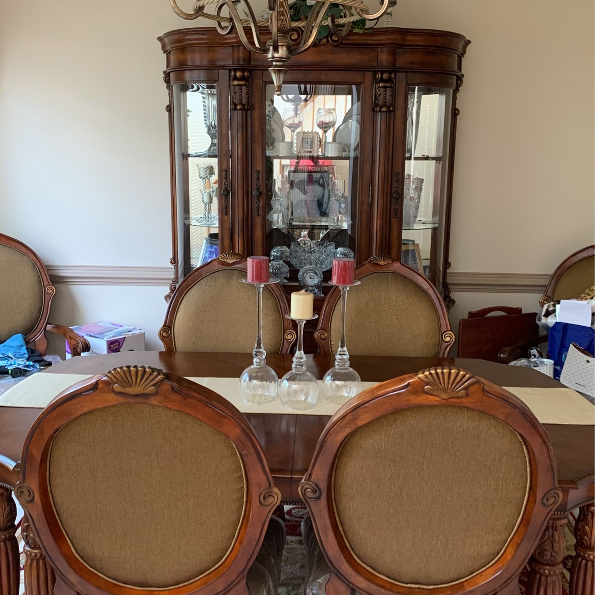 Dining Table Chairs and China Cabinet $1400
