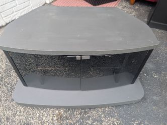 Black TV Stand with Smoked Glass Doors