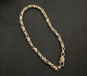 14K Gold Hearts and bows Bracelet – 6.55 grams  -  Size: 7.75 inches🔥 (Firm Price)