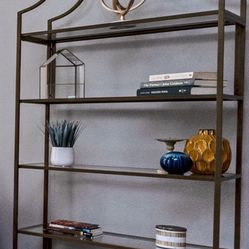 Beautiful Brass Etagere with Glass Shelves