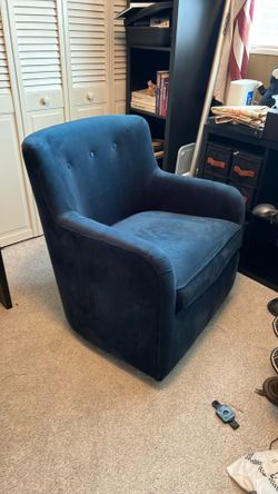 Living Spaces Katrina Blue Velvet Swivel Rocker Accent Chair