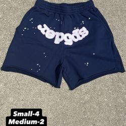 Sp5der Og Logo Sweatshorts Men's Sz Medium Navy/Pink Puff Print Drawsting Shorts