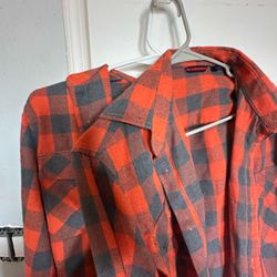 2 orange gray flannels