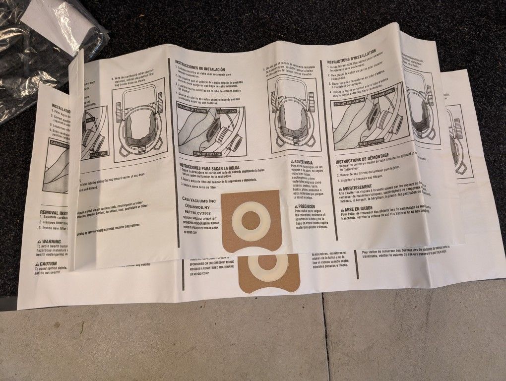 2x Shop Vac 12-16 gallon Filter Bags