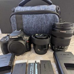 Canon EOS Rebel SL2, Lens, Batteries, and Camera Bag