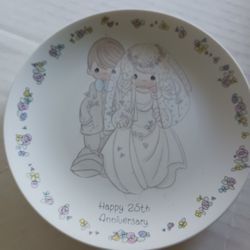 Precious Moments Plate - 1988 - Happy 25th Anniversary - Plate By Sam Butcher