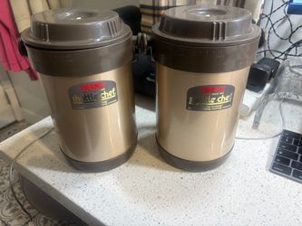 Lot of 2 Thermos Shuttle Chef RPF-20 1.5L Vacuum Thermal Cooker Gold Camping Pot