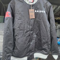 Men's Mitchell & Ness NFL Oakland Raiders Black Heavyweight Satin Jacket