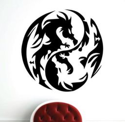 PRE MADE Wall Decal Home Decor Dragon Yin Yang