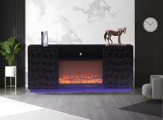New TV Stand Fireplace With Bluetooth & Led Lights