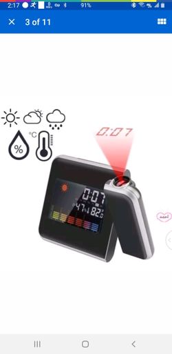 Projection Digital Weather LCD Snooze Alarm Clock Color Display w/ LED Backlight