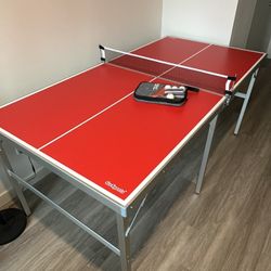 GoSports Mid-Size Table Tennis Game Set - Red or Blue - Indoor/Outdoor Portable Table Tennis Game