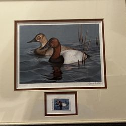 1985 NORTH CAROLINA DUCK STAMP AND PRINT SIGNED BY ARTIST TOM HIRATA FRAMED