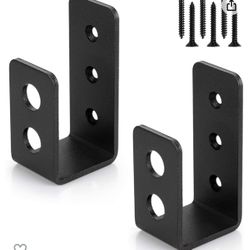 2x4 Door Barricade Brackets (2 pcs) | Drop Open Bar Holder Steel U Bracket for 2 by 4 Lumber as Security Door Reinforcement, Door Jammer, Tool Hanger