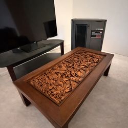 Hand-Carved Solid Wood Coffee Table