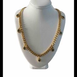 Gold Plated Beautiful Necklace With Green Emerald High Quality