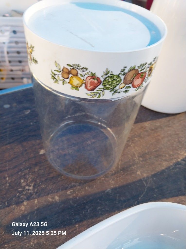 vintage Pyrex CorningWare "Spice of Life" See N Store glass canister.