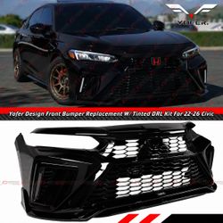 Yofer Design Front Bumper Full Replacement Kit With Tinted Sequential Switch-Back DRL [2022-2026 Honda Civic]