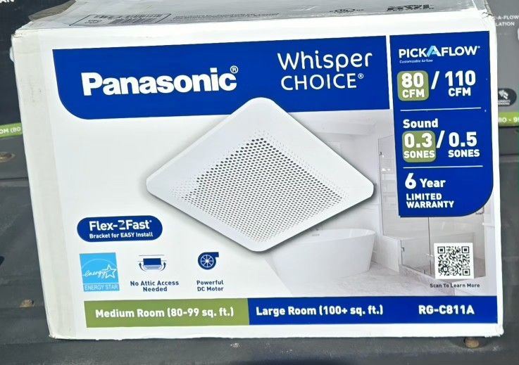 Panasonic Whisper Choice RG-C811A 80CFM .3 Sones