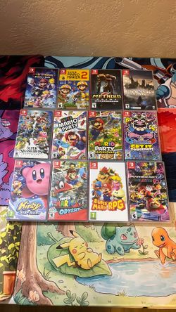 Nintendo switch games. $40 each. Super Mario Odyssey, Kirby, Metroid, Mario Kart, Mario Party and more