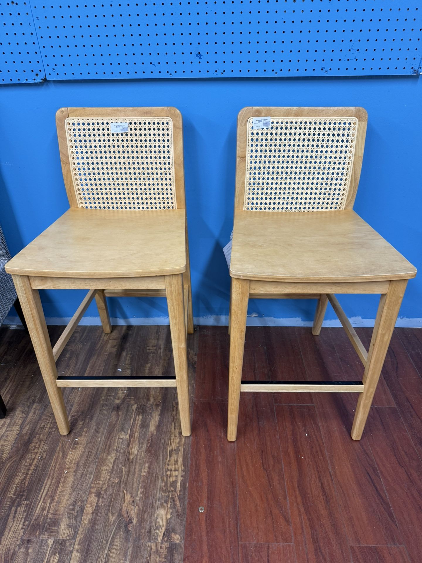 Wood And Wicker Bar Stools