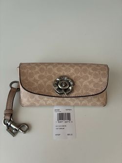 Coach Signature Canvas Sunglass Case Bag Charm With Flower Turnlock