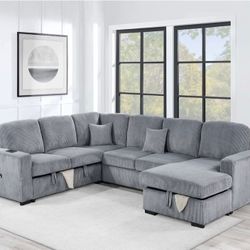 Corduroy Sectional Sleeper With Storage