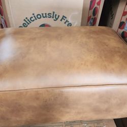 Brown Ottoman 34x23x16 Fabric That Looks Like Leather  Ew