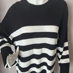 New Striped Black and White Women's Sweater size 1X