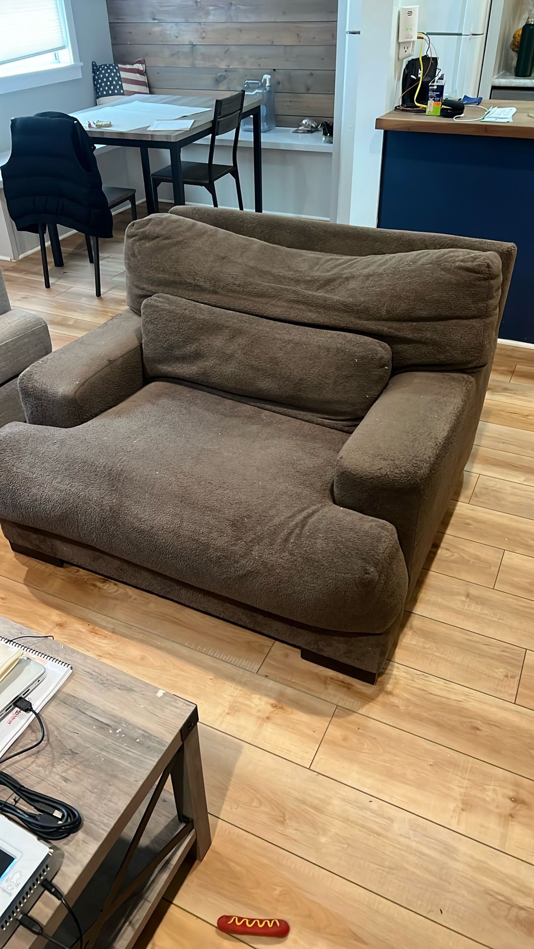 Giant Brown Comfy Chair And Ottoman