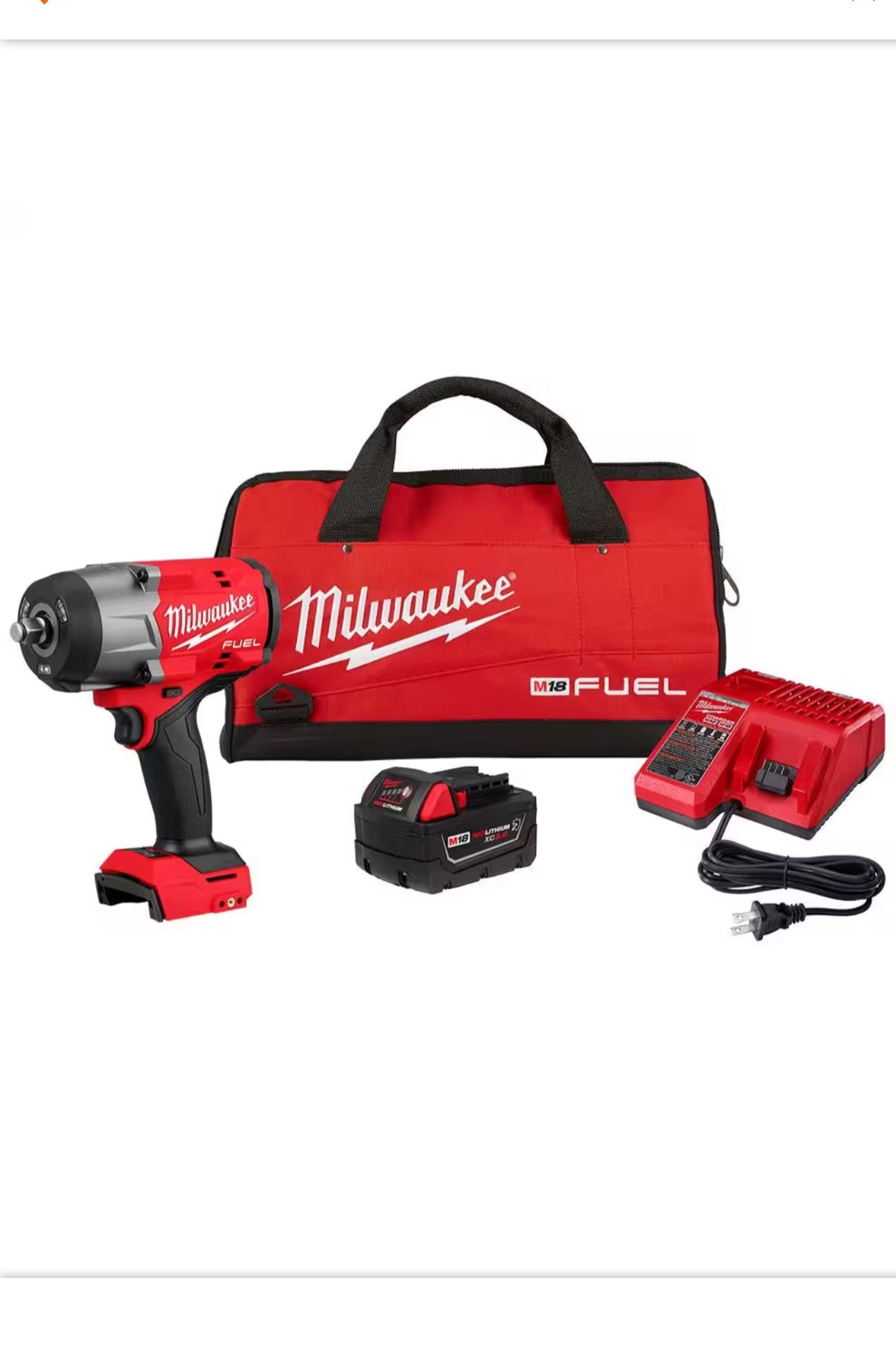 M18 FUEL 18V Lithium-Ion Brushless Cordless 1/2 in. Impact Wrench w/Friction Ring Kit w/One 5.0 Ah Battery and Bag