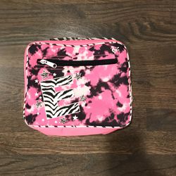  Zebra Themed Pink Kids Girls Clean Small Lunch Box E Letter With Heart
