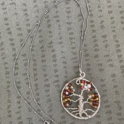 Artisan Hand Made Tree of Life Beaded Pendant Wire Wrap Wirework 2” Across