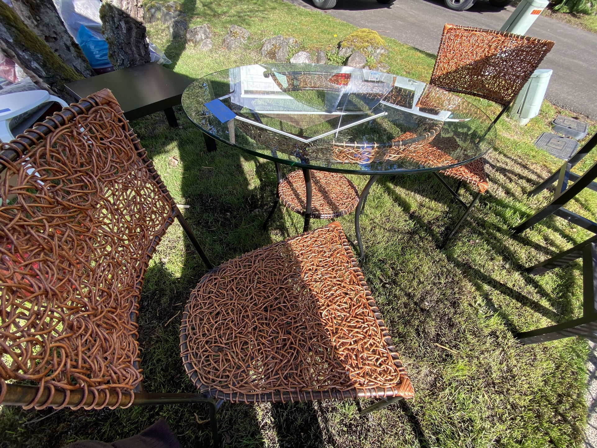 Bistro Table With Glass Top & 2 Chairs