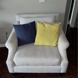 Oversized Armchair - Light Beige Fabric