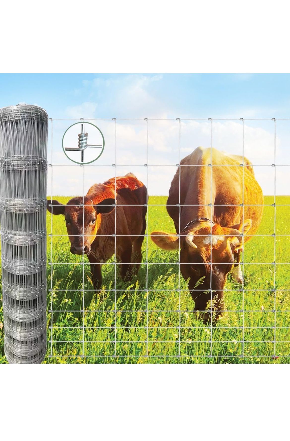 Farm Fence, 5ft x 164ft Galvanized Wire Fencing, Field Fence, Deer Fence, Heavy Zinc Coating Cattle Fence Used to Hog Goat Fencing for Yard and Garden