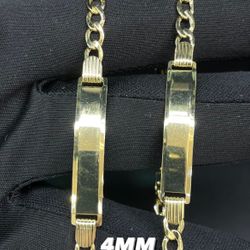 14K 4 MM Baby Name Plate Bracelets