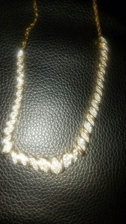 sterling silver gold plated real diamond necklace