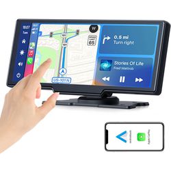 Wireless A Carplay Car Stereo GPS Navigation, 10 Inch Touch Car Play Screen Audio Car Radio Receiver with Android Auto, Bluetooth, Siri/Google Assista
