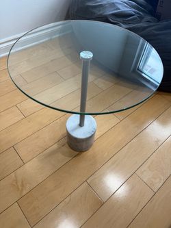 Glass side table with marble base