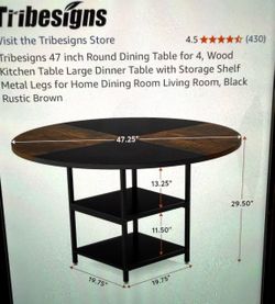 47 inch Round Dining Table with 4 chairs