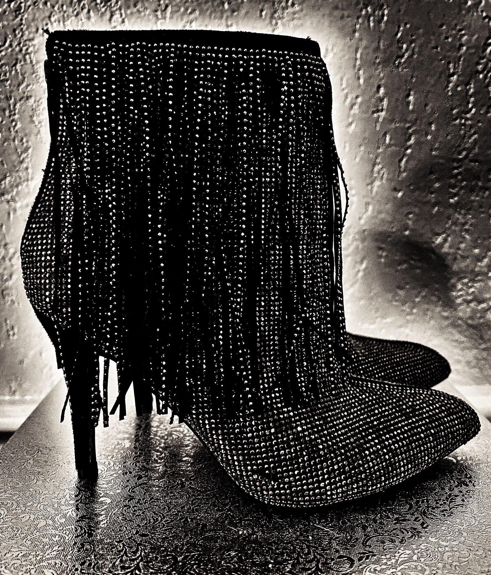Sparkly Fringe Ankle Boots. Size 8.5