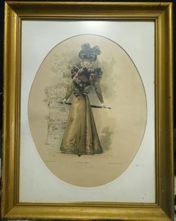 Antique 1890s French Fashion Plate Print by V. Guillet – Abel Goubaud Paris, Framed