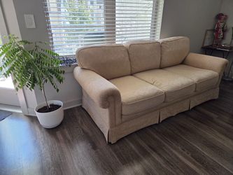 Beige 3-Seat Upholstered Comfy Sofa