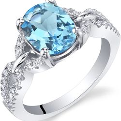 Genuine Swiss Blue Topaz And 925 Sterling Silver