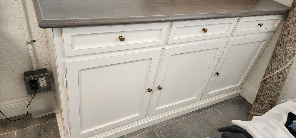 White - Gray Top Credenza 