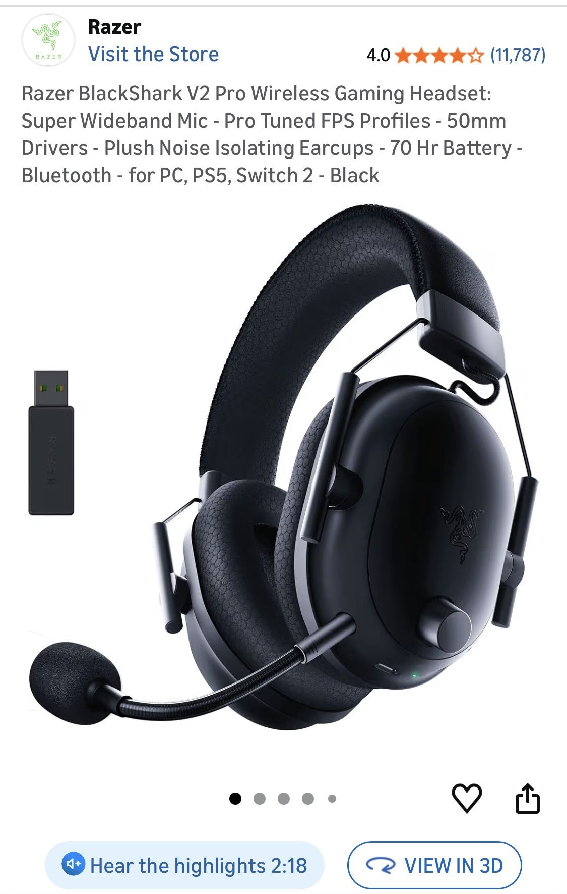 Razer BlackShark V2 Pro Wireless Gaming Headset
