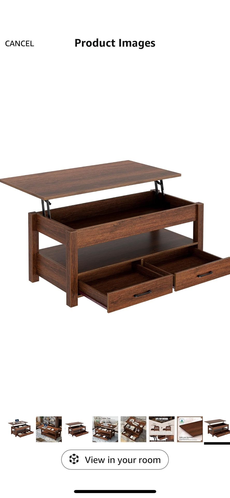 Rolanstar Coffee Table, Lift Top Coffee Table with Drawers and Hidden Compartment